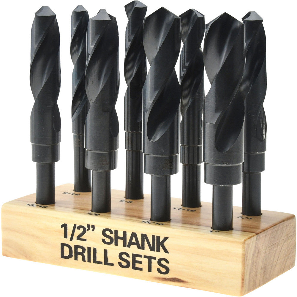 Value Collection 01345081 Drill Bit Set Reduced Shank Drill Bits, 8 Pc, 1" Drill Bit Size, 118 °, High Speed Steel