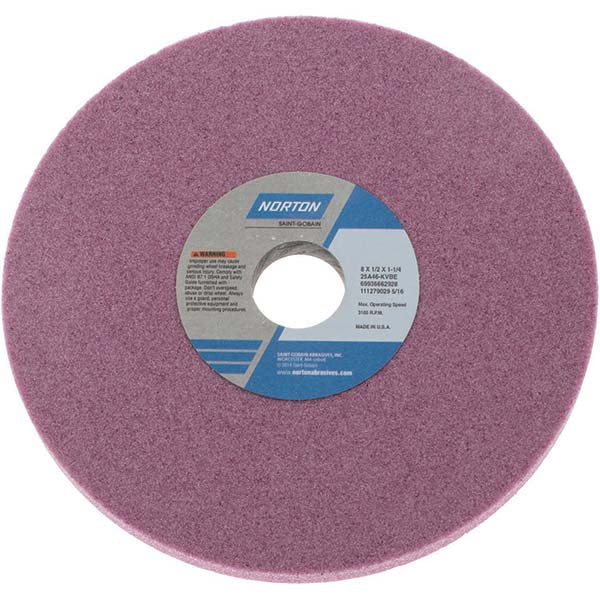 Norton 69936662928 Surface Grinding Wheel 8" Dia, 1/2" Thick, 1-1/4" Hole, 46 Grit, K Hardness