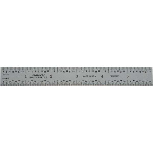 PEC Tools 262-006 Steel Rule 6" OAL, English & Metric Graduation, Rigid, 3/4" OAW