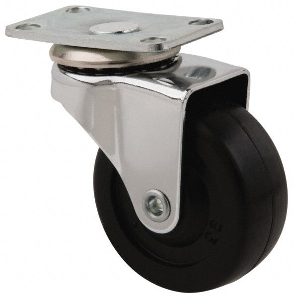 E.R. Wagner 9F4852004000292 Swivel Top Plate Caster Soft Rubber, 2" Wheel Dia, 13/16" Wheel Width, 75 lb Capacity, 2-5/8" OAH
