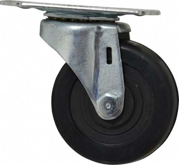 E.R. Wagner 2F9843004000100 Swivel Top Plate Caster Soft Rubber, 3" Wheel Dia, 1-1/4" Wheel Width, 125 lb Capacity, 3-3/4" OAH