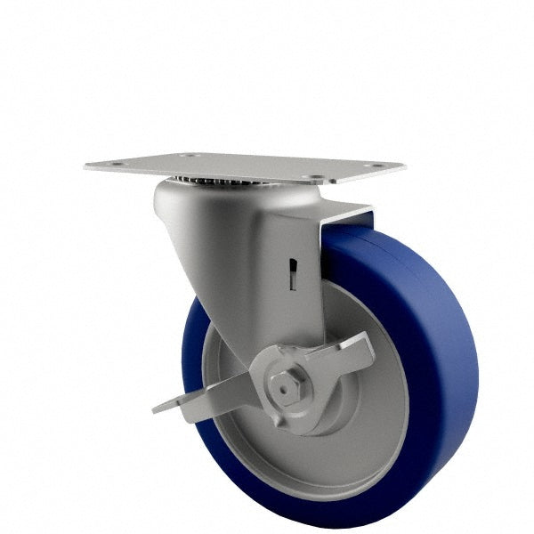 E.R. Wagner 2F9805B25002100 Swivel Top Plate Caster Polyurethane, 5" Wheel Dia, 1-1/4" Wheel Width, 280 lb Capacity, 5-5/8" OAH
