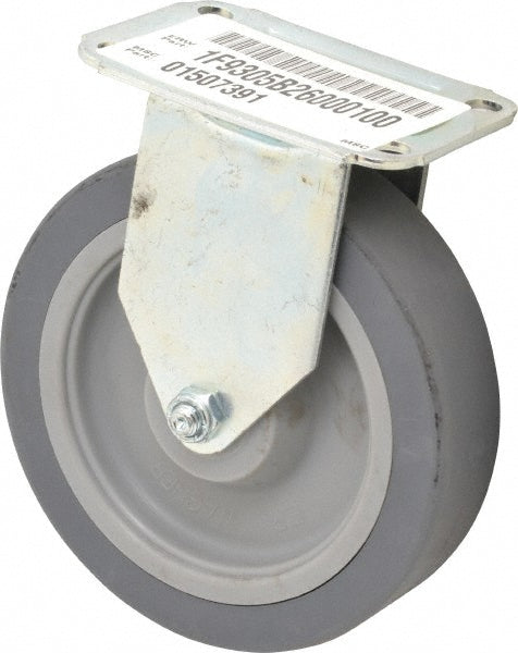 E.R. Wagner 1F9305B26000100 Rigid Top Plate Caster Thermoplastic Rubber, 5" Wheel Dia, 1-1/4" Wheel Width, 190 lb Capacity, 5-5/8" OAH