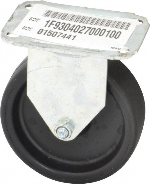 E.R. Wagner 1F9304027000100 Rigid Top Plate Caster Polyolefin, 4" Wheel Dia, 1-1/4" Wheel Width, 255 lb Capacity, 4-11/16" OAH