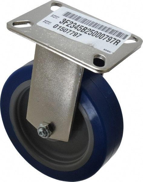 E.R. Wagner 3F2345B25000797 Rigid Top Plate Caster Polyurethane, 5" Wheel Dia, 1-1/2" Wheel Width, 450 lb Capacity, 6-3/8" OAH