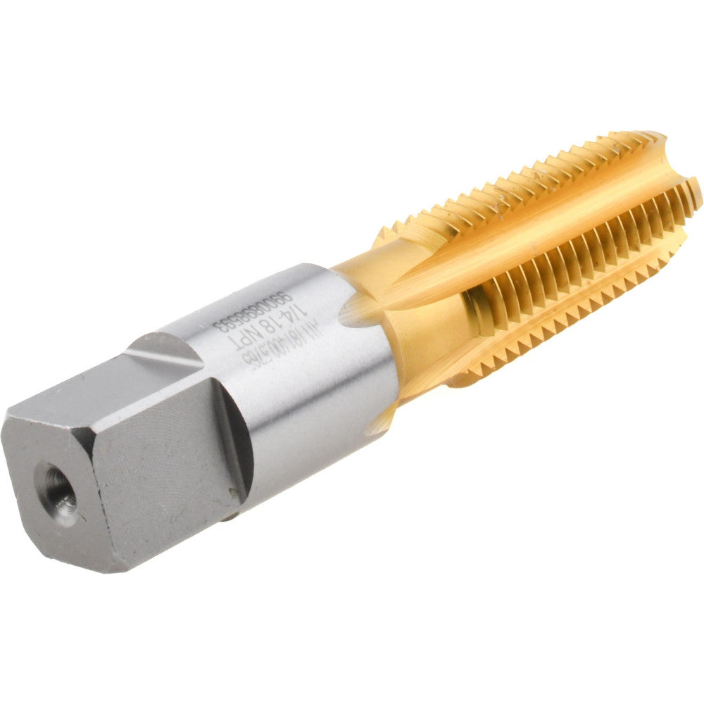 Emuge AW181400.5765 Standard Pipe Tap 1/4-18, NPT, Modified Bottoming, 5 Flutes, Cobalt, TiN Finish