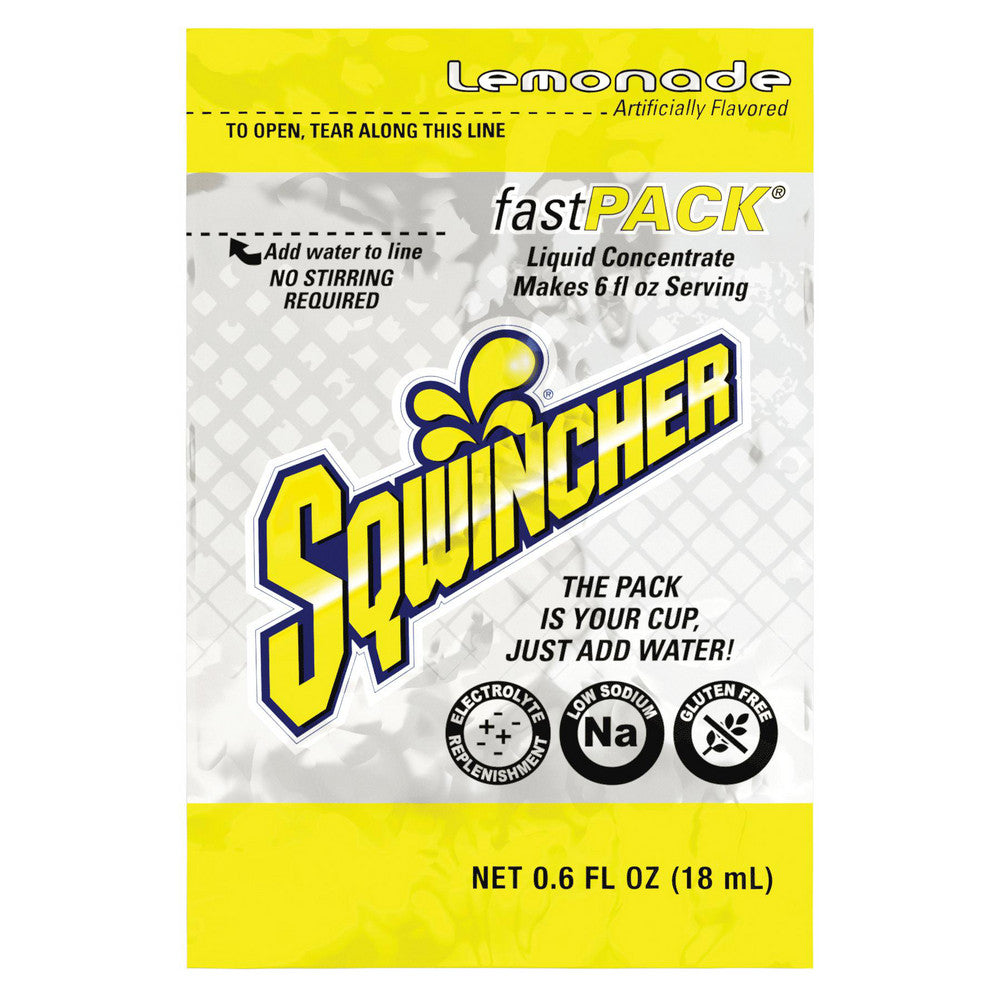Sqwincher 159015303 Activity Drink 0.6 oz, Packet, Lemonade, Liquid Concentrate, Yields 6 oz