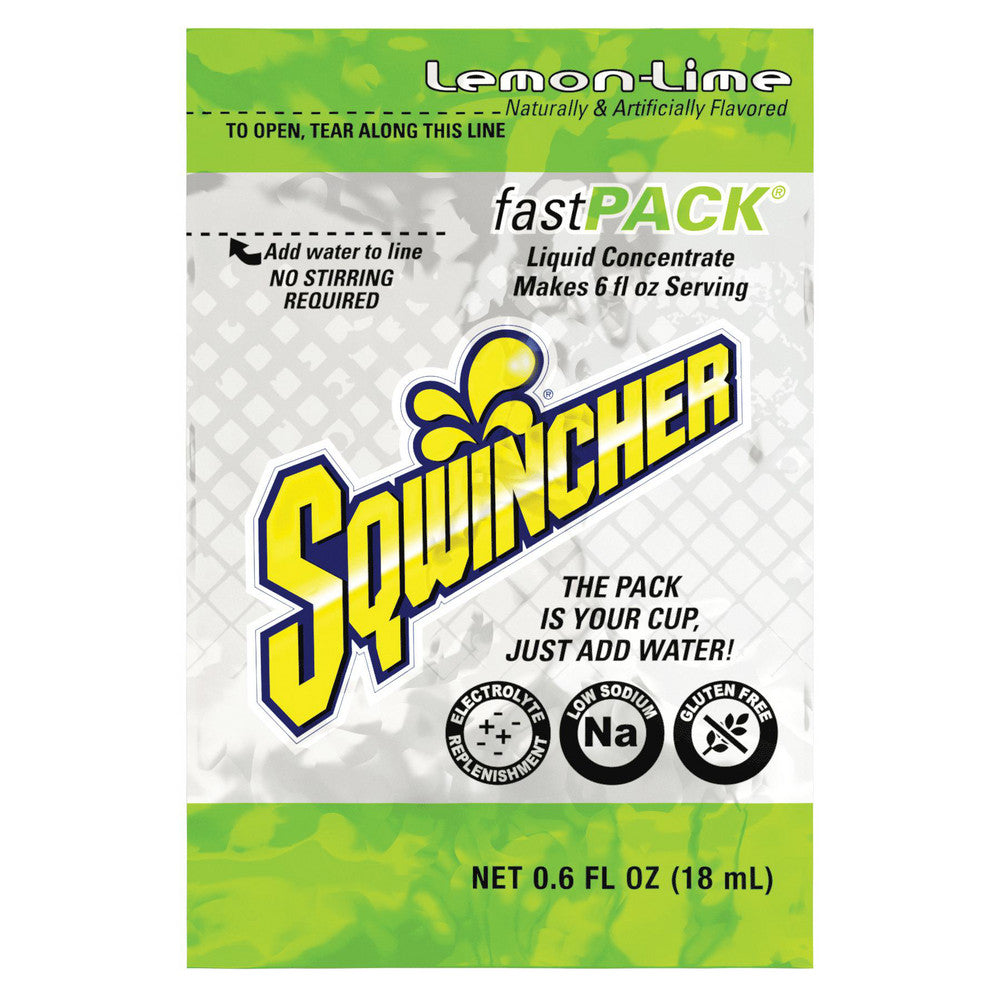 Sqwincher 159015308 Activity Drink 0.6 oz, Packet, Lemon-Lime, Liquid Concentrate, Yields 6 oz