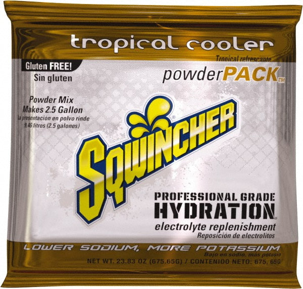 Sqwincher 159016049 Activity Drink 23.83 oz, Packet, Tropical Cooler, Powder, Yields 2.5 gal
