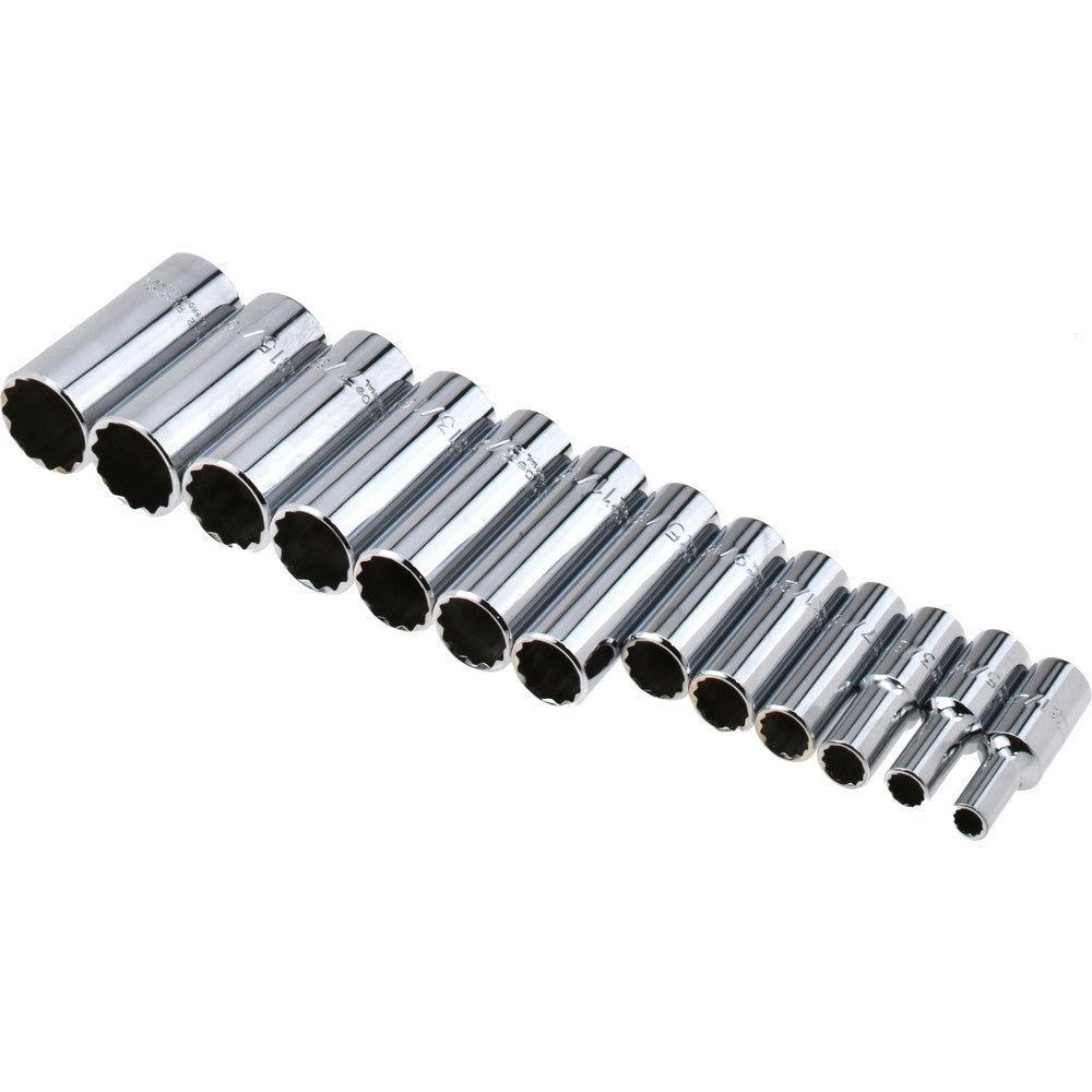 Proto J52112 Deep Socket Set 13 Pc, 3/8" Drive, 1/4 to 1" Socket