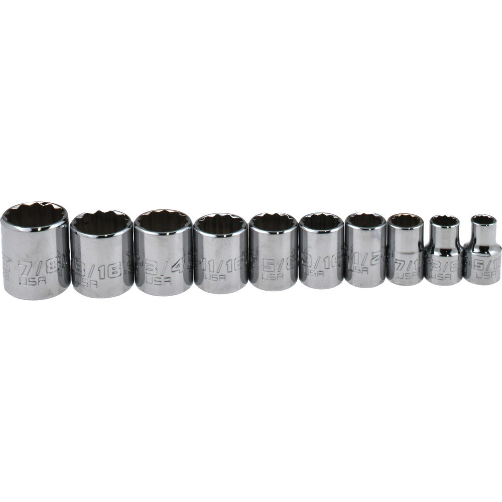 Proto J52118 Standard Socket Set 10 Pc, 3/8" Drive, 5/16 to 7/8" Socket