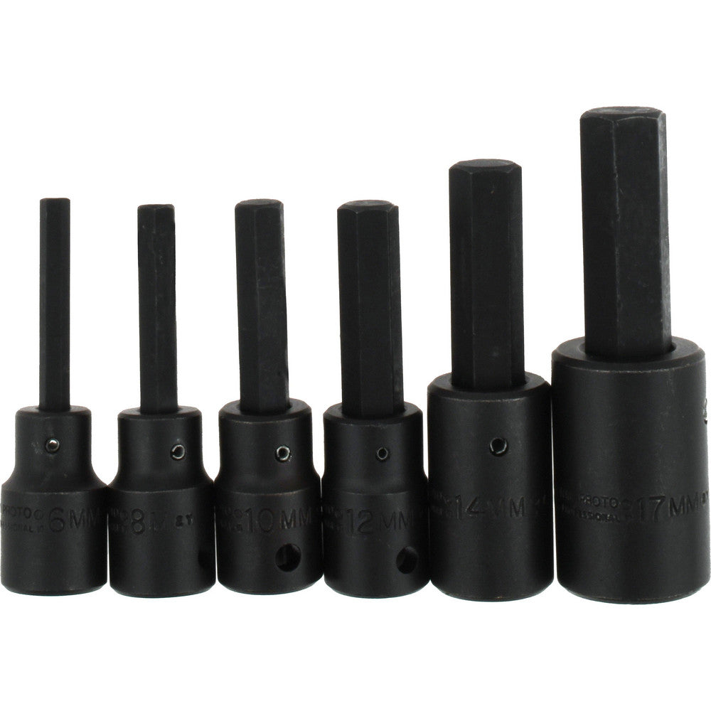 Proto J74252 Hex Bit Socket Set 1/2" Drive, 6 Pc, 6 to 17 mm Hex
