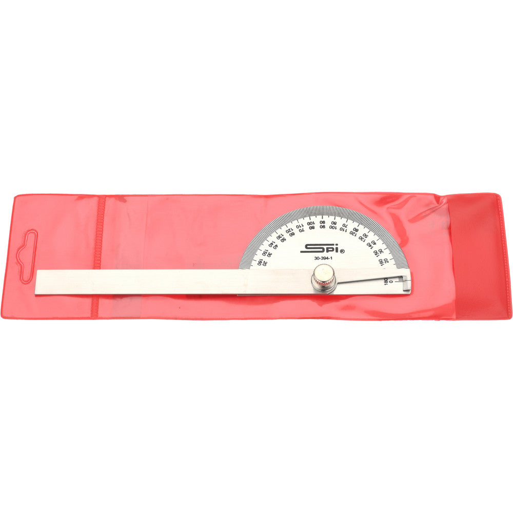 SPI 30-394-1 6 Inch Long Blade, 180° Max Measurement, 1° Dial Graduation, Half Round Head Protractor