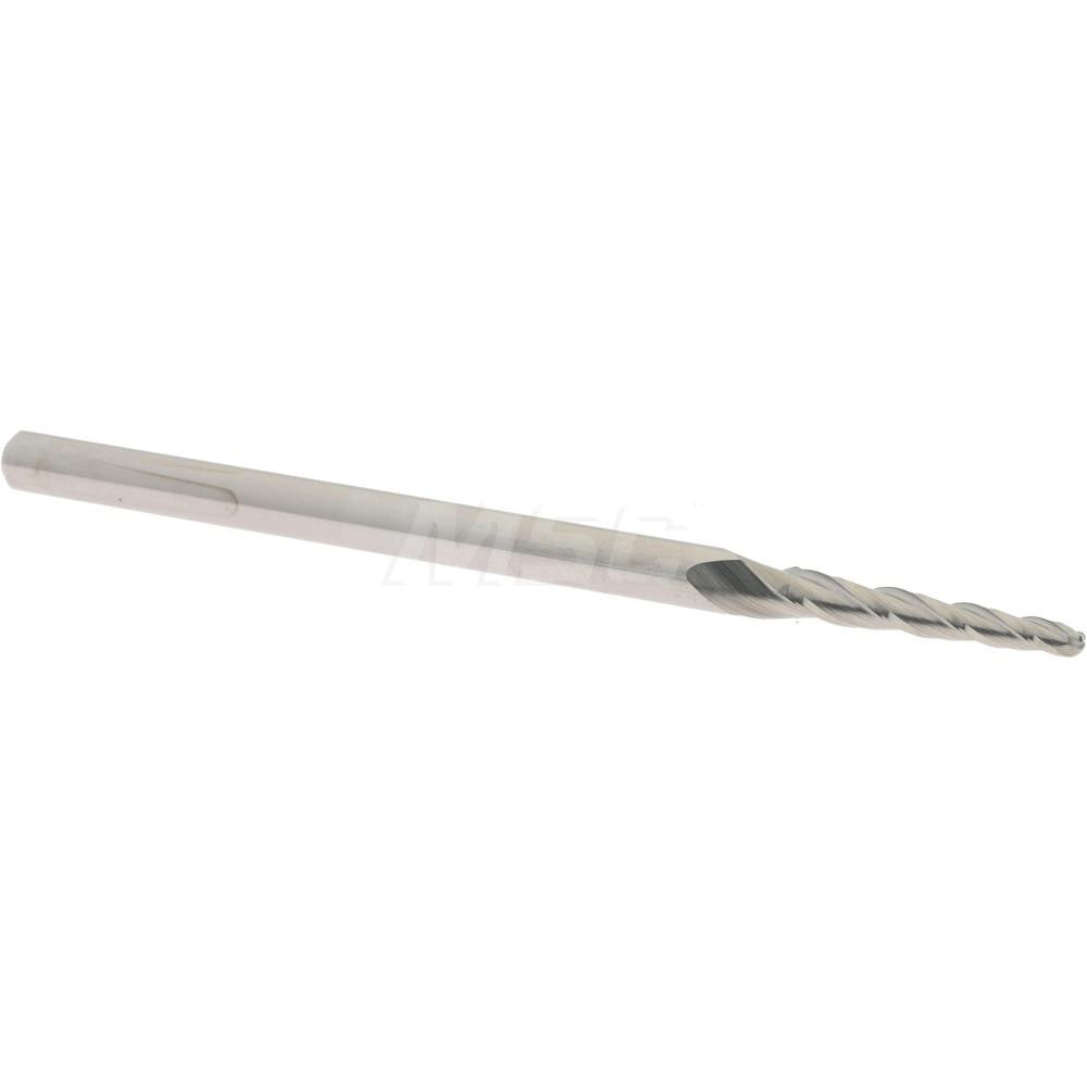 Accupro 01734425 Tapered End Mill 2 deg Angle per Side, 1/16" Small Dia, 1/2" LOC, 3 Flute, Solid Carbide, Ball End