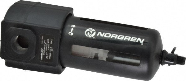 Norgren F74G-4AN-QP1 1/2" Port, 7.95" High x 3.15" Wide Standard Filter with Polycarbonate Bowl, Manual Drain