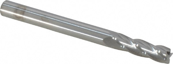 Kyocera SGS Precision Tools 38011 Corner Radius End Mill 3/16" Dia, 5/8" LOC, 0.02" Radius, 4 Flutes, Solid Carbide