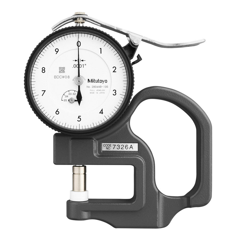 Mitutoyo 7326A 0 to 0.05" Measurement, 0.00005" Graduation, 1.1811" Throat Depth, Dial Thickness Gage