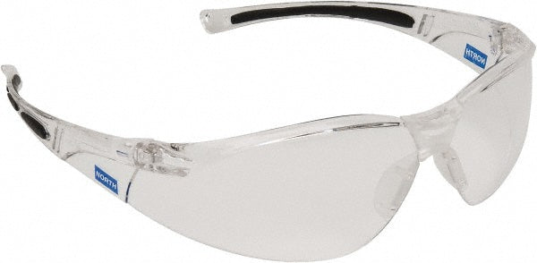 North A800 Safety Glass Scratch-Resistant, Polycarbonate, Clear Lenses, Frameless, UV Protection