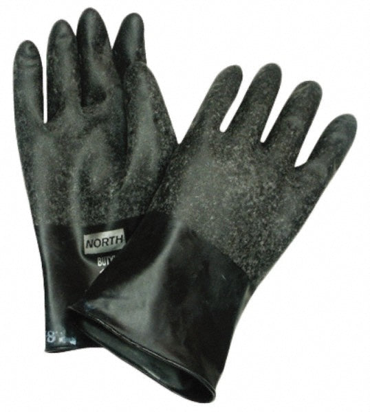North B324R/8 Chemical Resistant Gloves Size Medium, 32.00 Thick, Butyl, Unsupported,