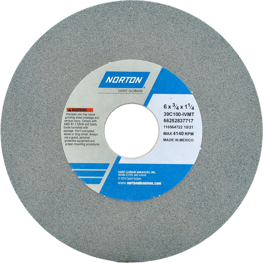 Norton 66252837717 Surface Grinding Wheel 6" Dia, 3/4" Thick, 1-1/4" Hole, 100 Grit, I Hardness