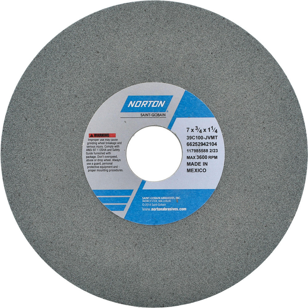 Norton 66252942104 Surface Grinding Wheel 7" Dia, 3/4" Thick, 1-1/4" Hole, 100 Grit, J Hardness