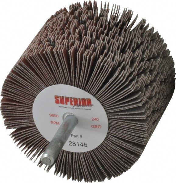 Superior Abrasives A009569 Mounted Flap Wheel 3" Dia, 2" Face Width, 240 Grit, Aluminum Oxide