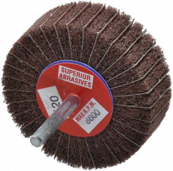 Superior Abrasives A008585 Mounted Flap Wheel 3" Dia, 1" Face Width, 120 Grit, Aluminum Oxide
