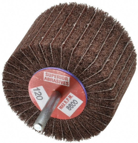 Superior Abrasives A006623 Mounted Flap Wheel 3" Dia, 2" Face Width, 120 Grit, Aluminum Oxide