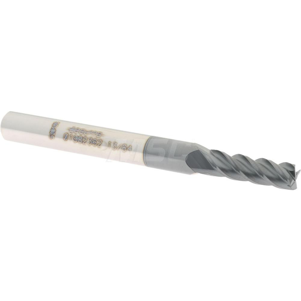 Accupro 01982362 Square End Mill 13/64'' Dia, 5/8'' LOC, 1/4'' Shank Dia, 2-1/2'' OAL, 4 Flutes, Solid Carbide