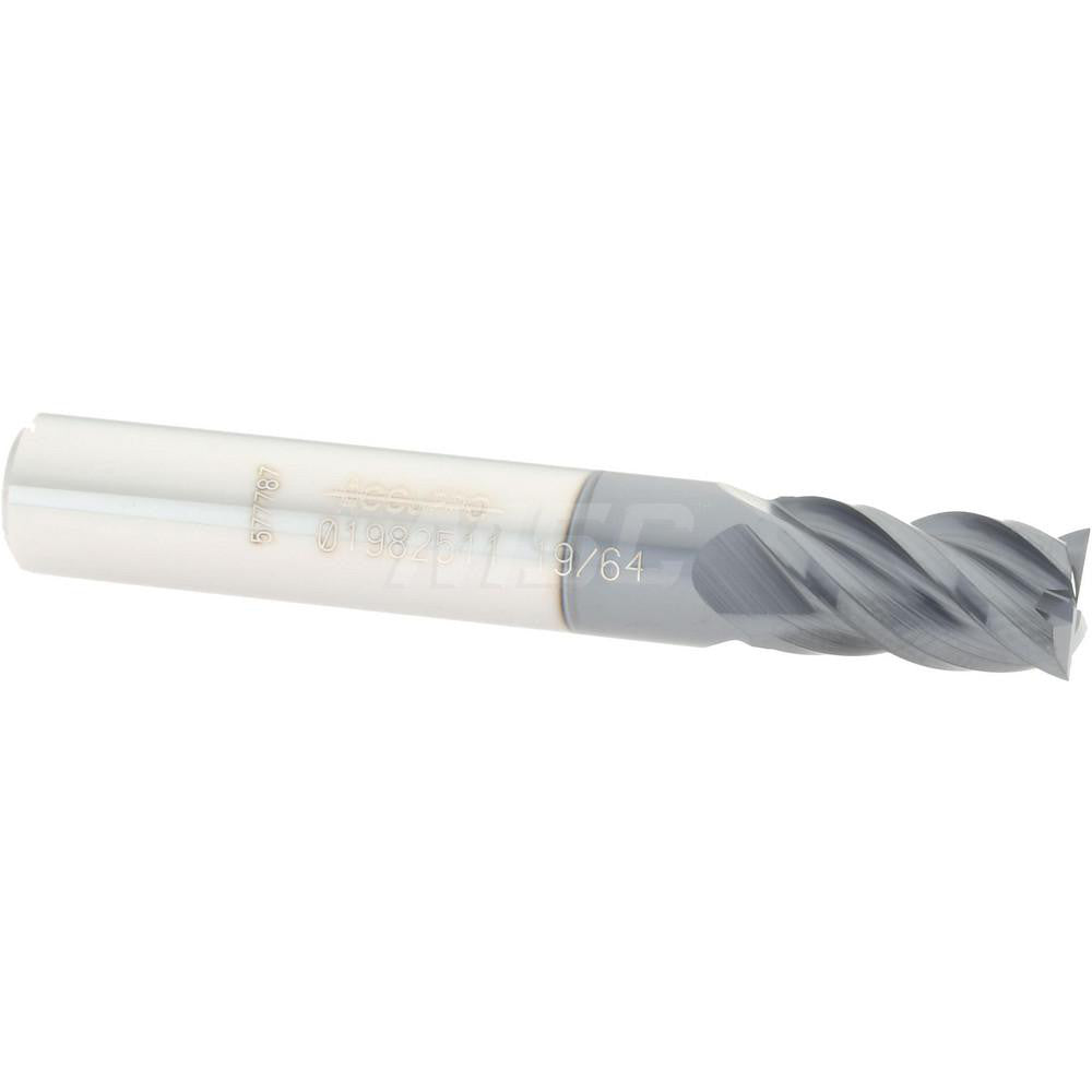 Accupro 01982511 Square End Mill 19/64'' Dia, 1/2'' LOC, 5/16'' Shank Dia, 2'' OAL, 4 Flutes, Solid Carbide