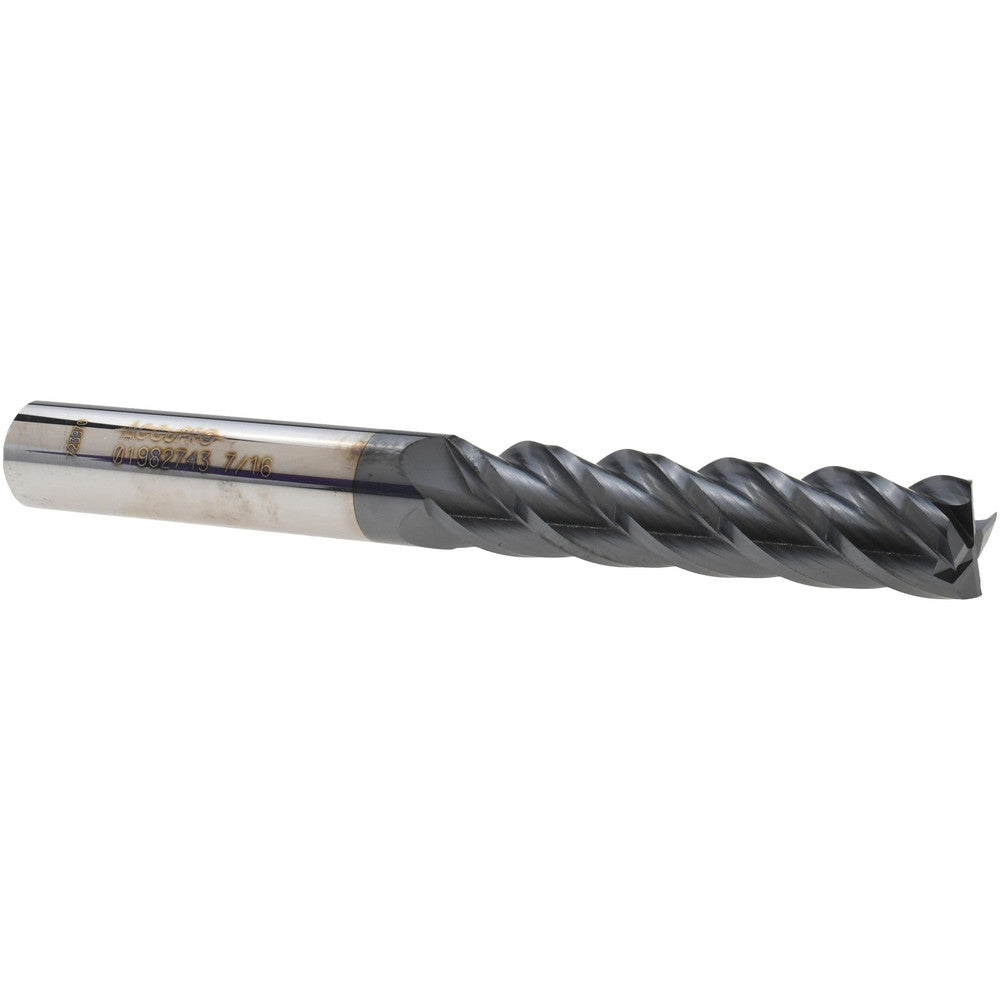 Accupro 01982743 Square End Mill 7/16" Dia, 2" LOC, 4 Flutes, Solid Carbide