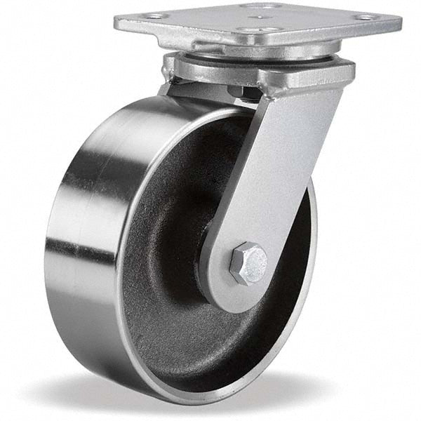 Hamilton S-WH-6FS Swivel Top Plate Caster Forged Steel, 6" Wheel Dia, 2" Wheel Width, 2,000 lb Capacity, 7-1/2" OAH