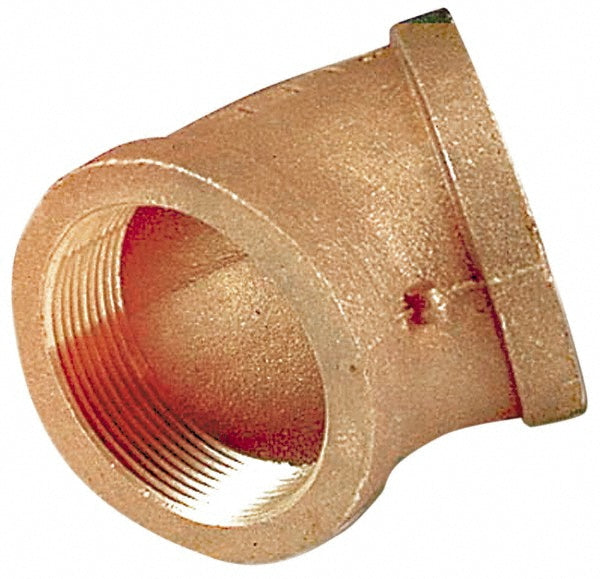 Merit Brass XNL102-08 Brass Pipe 45 ° Elbow 1/2" Fitting, Threaded, FNPT x FNPT, Class 125, Lead Free