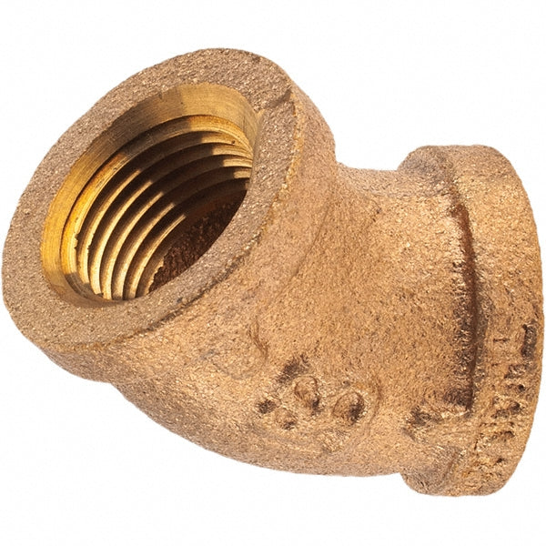 Merit Brass X102-06 Brass Pipe 45 ° Elbow 3/8" Fitting, Threaded, FNPT x FNPT, Class 125