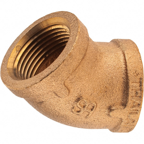 Merit Brass X102-16 Brass Pipe 45 ° Elbow 1" Fitting, Threaded, FNPT x FNPT, Class 125