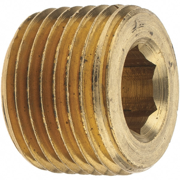 Merit Brass BS118HC-08 Brass Pipe Countersunk Plug 1/2" Fitting, Threaded, MNPT x FNPT, Class 125