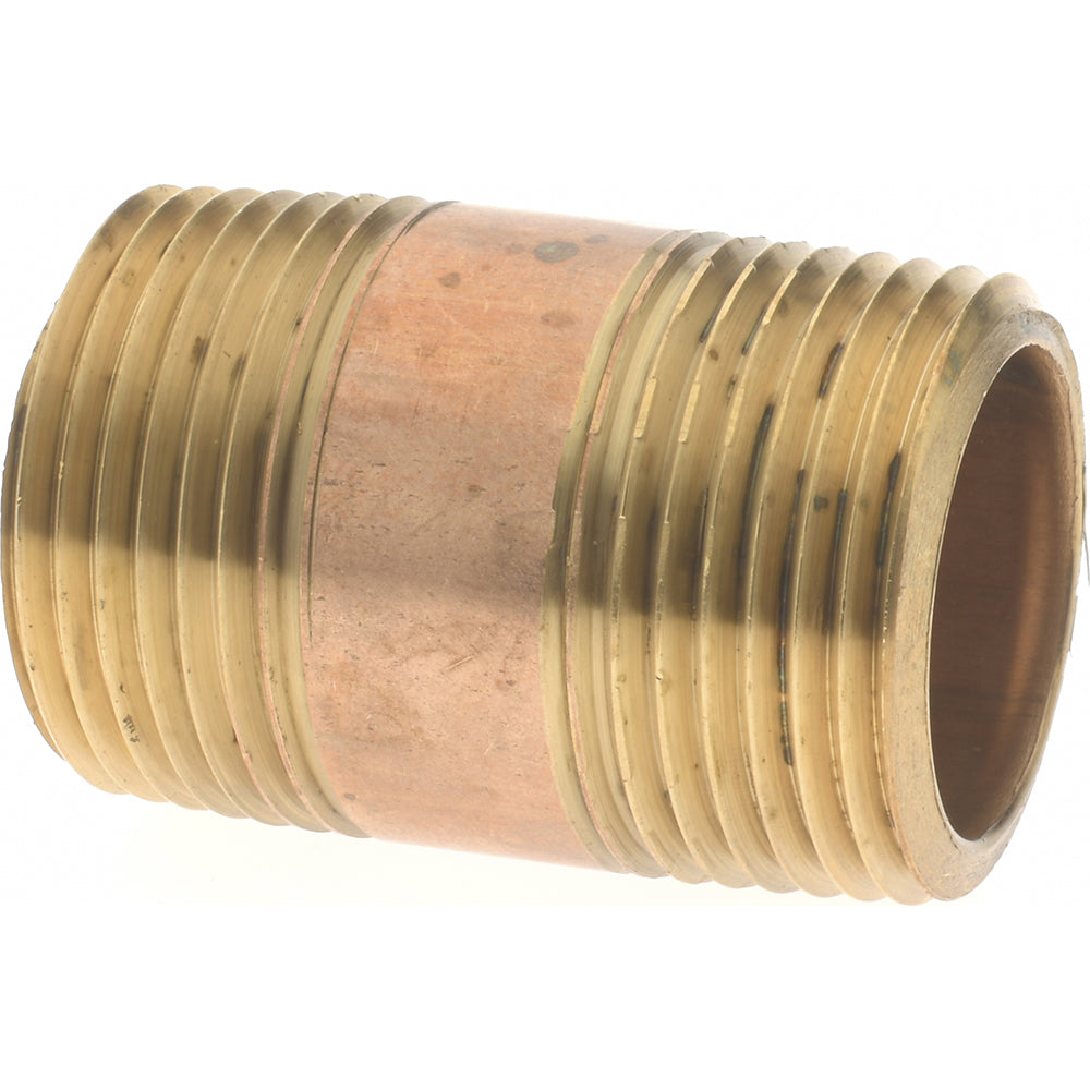 Merit Brass 2112-150 Brass Pipe Nipple Threaded on Both Ends, 1-1/2" OAL, 3/4" NPT