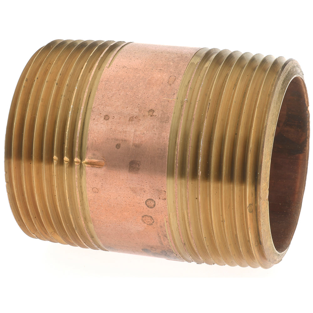 Merit Brass 2120-200 Brass Pipe Nipple Threaded on Both Ends, 2" OAL, 1-1/4" NPT