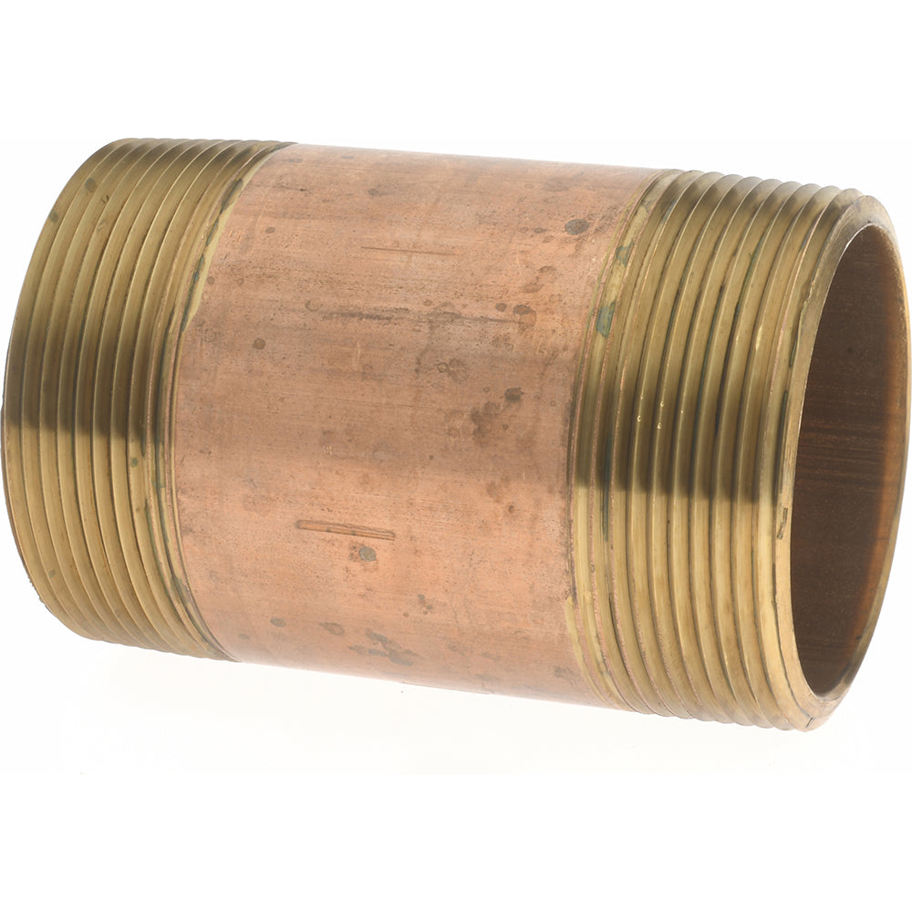 Merit Brass 2132-350 Brass Pipe Nipple Threaded on Both Ends, 3-1/2" OAL, 2" NPT