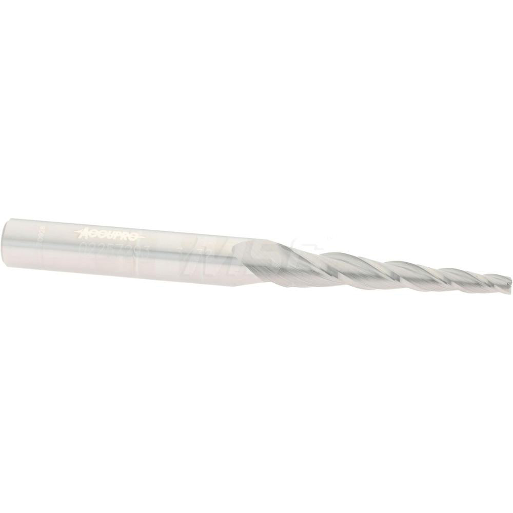 Accupro 02257293 Tapered End Mill 3 deg Angle per Side, 3/32" Small Dia, 1" LOC, 3 Flute, Solid Carbide, Square End