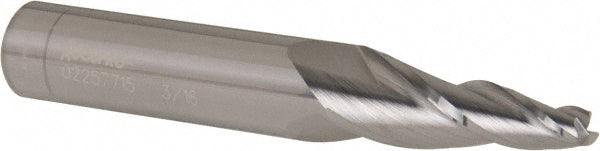 Accupro 02257715 Tapered End Mill 7 deg Angle per Side, 3/16" Small Dia, 1-1/4" LOC, 3 Flute, Solid Carbide, Square End