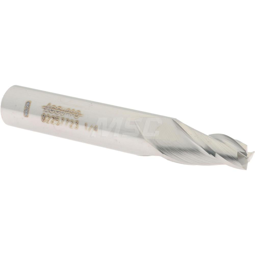 Accupro 02257723 Tapered End Mill 7 deg Angle per Side, 1/4" Small Dia, 3/4" LOC, 3 Flute, Solid Carbide, Square End