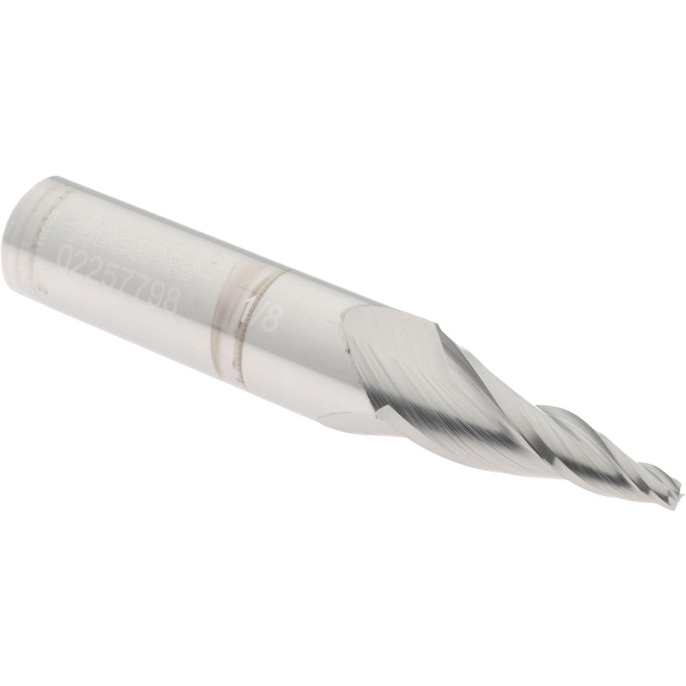 Accupro 02257798 Tapered End Mill 10 deg Angle per Side, 1/8" Small Dia, 1-1/4" LOC, 3 Flute, Solid Carbide, Square End