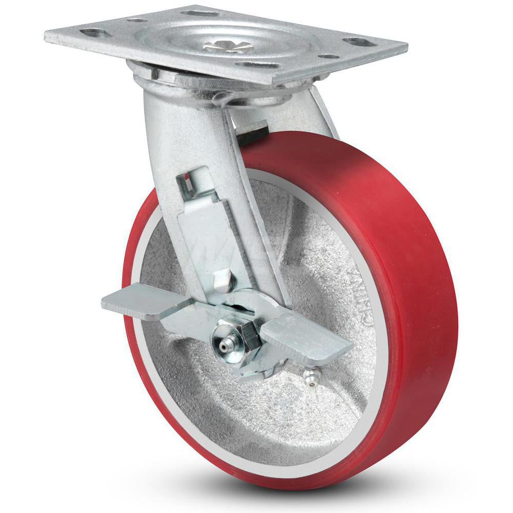 Value Collection VES4X2MOPTBK Swivel Top Plate Caster Polyurethane, 4" Wheel Dia, 2" Wheel Width, 700 lb Capacity, 5-5/8" OAH
