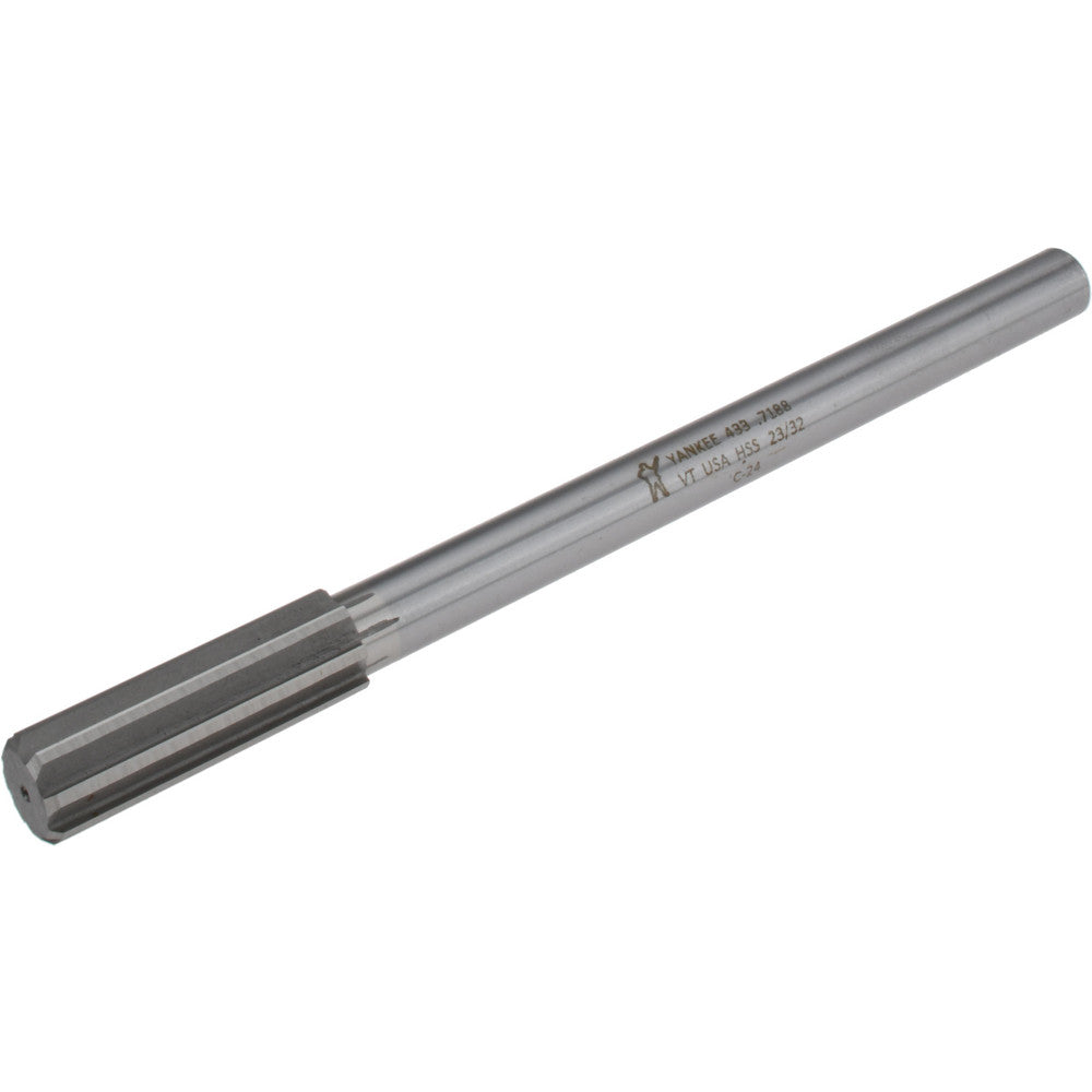 Yankee Corp. 433-0.7188 Chucking Reamer 23/32" Dia, 9" OAL, 2-1/4" Flute Length, Straight Flute, Straight-Cylindrical Shank, HSS