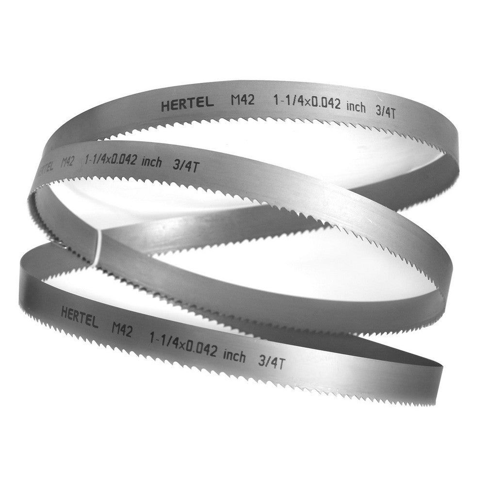 Hertel 96216 Welded Band Saw Blades Blade Length (Feet) 12' 6 Blade Width (Inch) 1-1/4 Teeth Per Inch 3-4 Blade Material Bi-Metal Tooth Material M42 High Speed Steel Tooth Form Variable