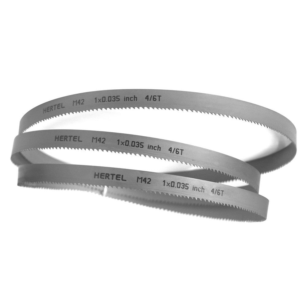 Hertel 96173 Welded Band Saw Blades Blade Length (Feet) 12' Blade Width (Inch) 1 Teeth Per Inch 4-6 Blade Material Bi-Metal Tooth Material M42 High Speed Steel Tooth Form Duplex