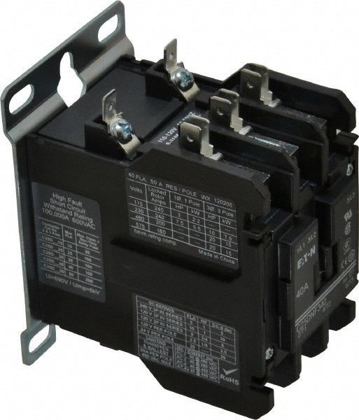 Eaton Cutler-Hammer C25DNF340A 3 Pole, 40 Amp Inductive Load, 110 to 120 Coil VAC at 50/60 Hz, Nonreversible Definite Purpose Contactor