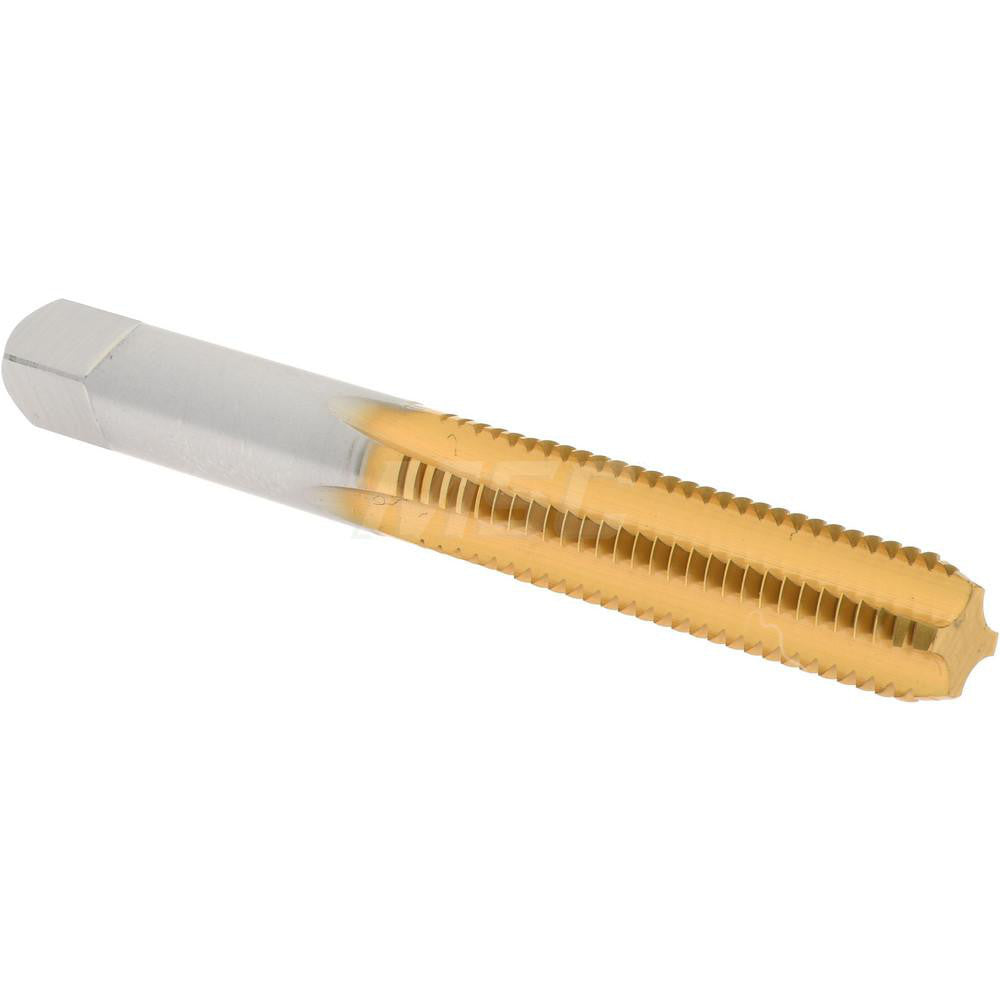 Hertel K027750AS25 Straight Flute Tap M8x1.25 Metric Coarse, 4 Flute, Bottoming Chamfer, 6H Class of Fit, High-Speed Steel, Titanium Nitride Finish