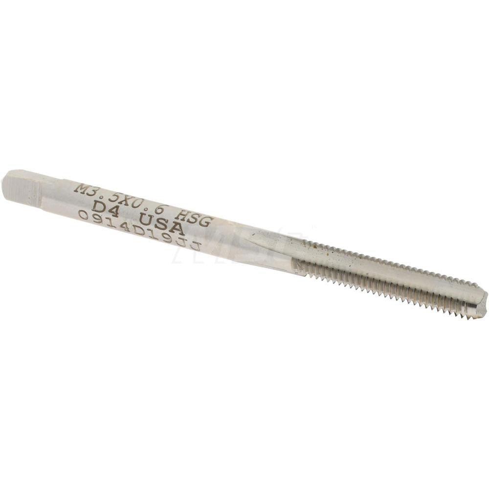 Hertel 027726AS Straight Flute Tap M3.5x0.6 Metric Coarse, 3 Flute, Bottoming Chamfer, 6H Class of Fit, High-Speed Steel, Bright/Uncoated Finish